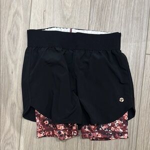 Black and Pink Layered Athletic Shorts